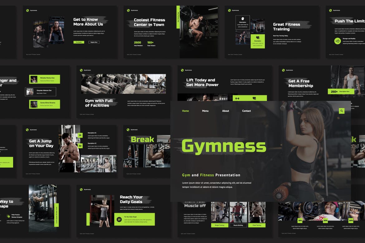 健身房和健身Powerpoint模板下载 Gymness – Gym and Fitness PowerPoint Template 幻灯图表 第2张