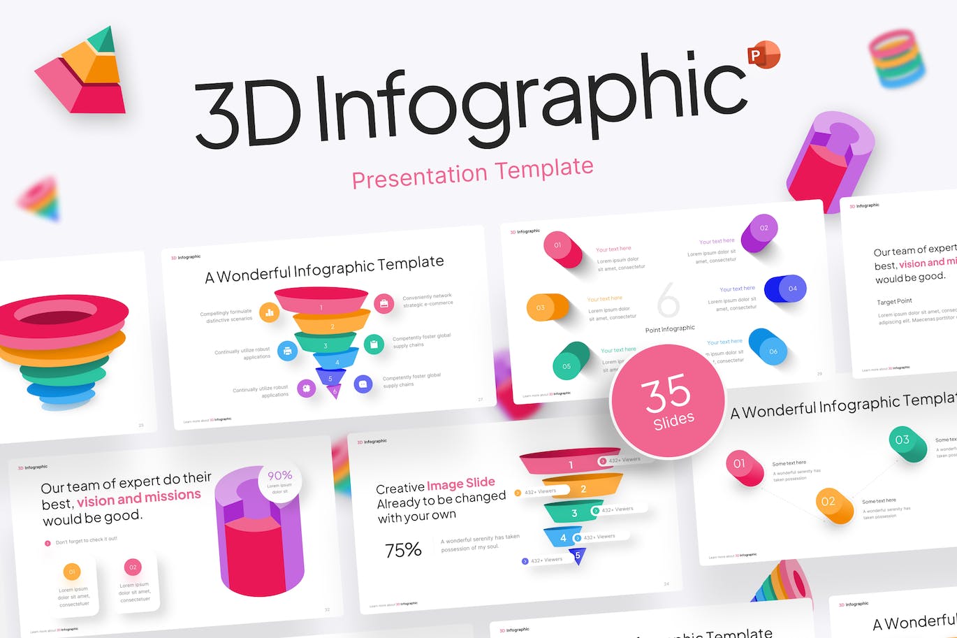 3D信息图表创意PPT幻灯片模板下载 3D Infographic Creative PowerPoint Template 幻灯图表 第1张