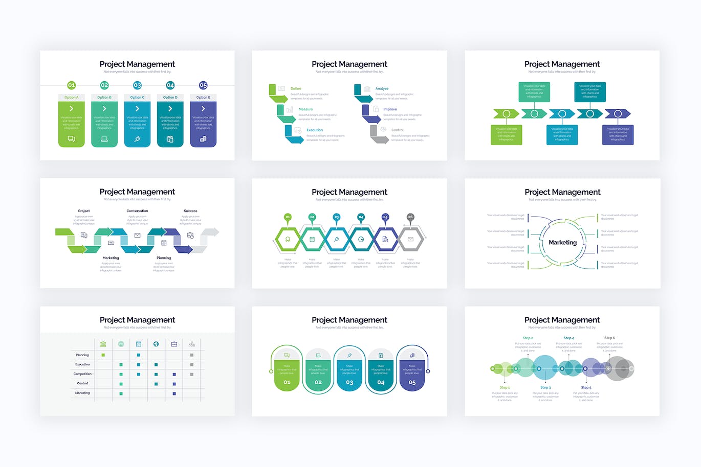 项目管理信息图表矢量模板 Project Management Illustrator Infographics 幻灯图表 第2张