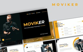 影视和电影制作PowerPoint演示模板 Moviker – Film & Movie Maker PowerPoint Template