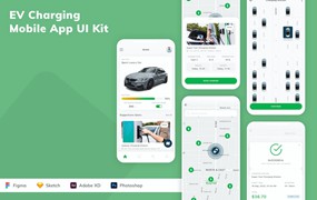 电动车充电App应用程序UI设计模板套件 EV Charging Mobile App UI Kit