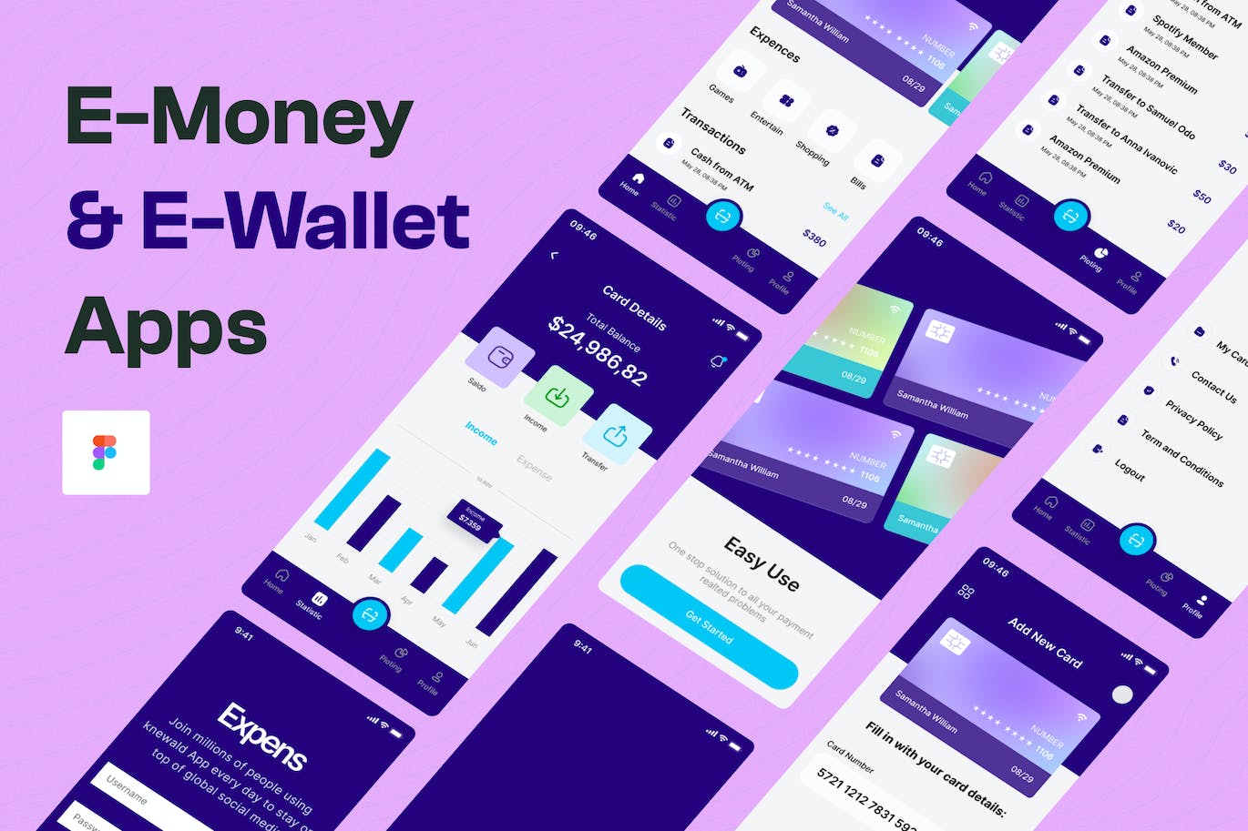 电子钱包和金融App应用程序UI套件 E-Wallet and Finance App UI Kit APP UI 第1张