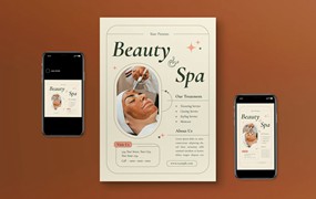 美容和水疗中心宣传单模板 Beauty and Spa Flyer Set