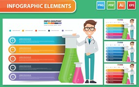医生量杯图形信息图表设计素材 Doctor Infographic Design