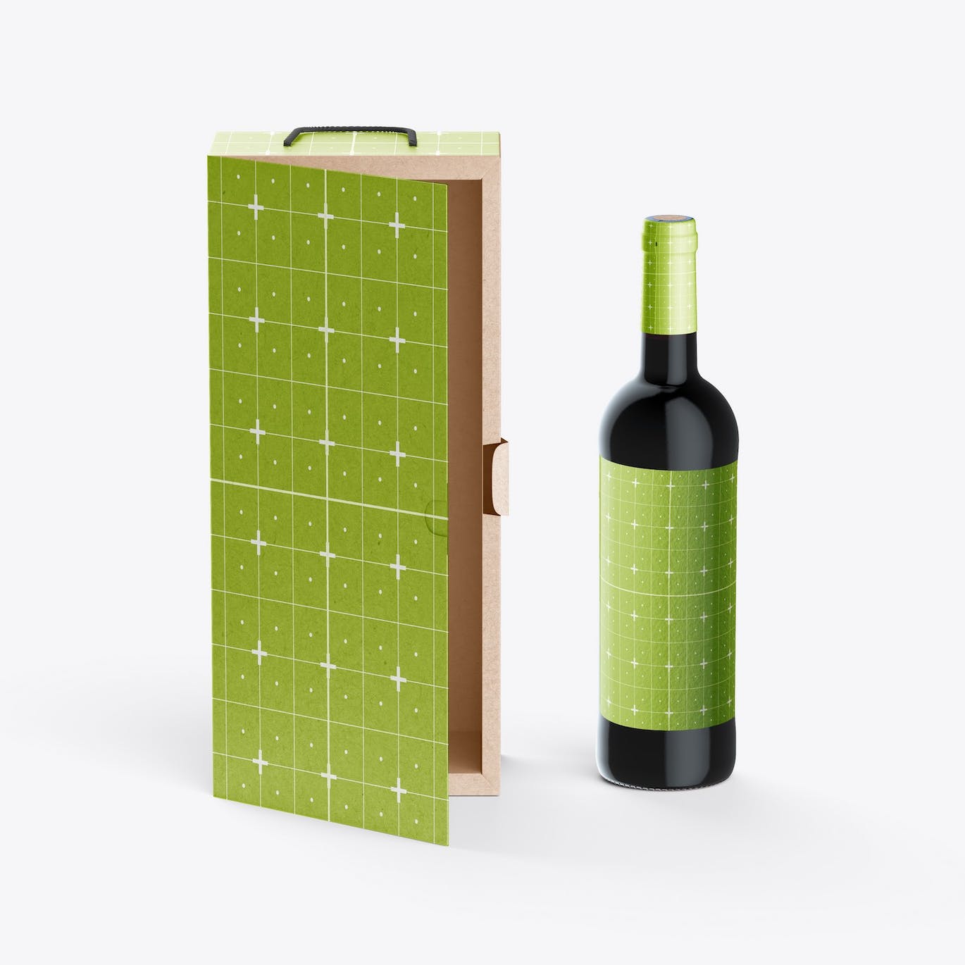 红酒酒瓶纸礼盒品牌包装设计样机 Box with Wine Bottle Mockup 样机素材 第9张