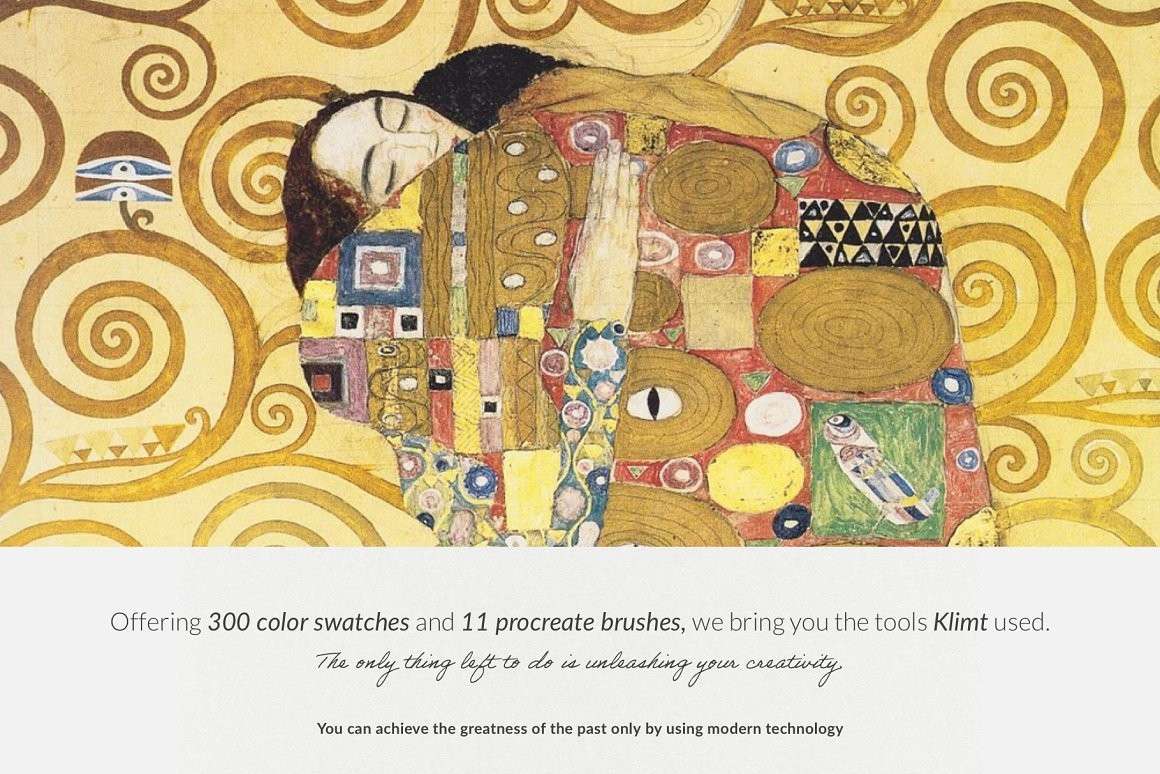 古斯塔夫·克里姆特（Gustav Klimt's ）水彩油画Procreate笔刷 笔刷资源 第3张
