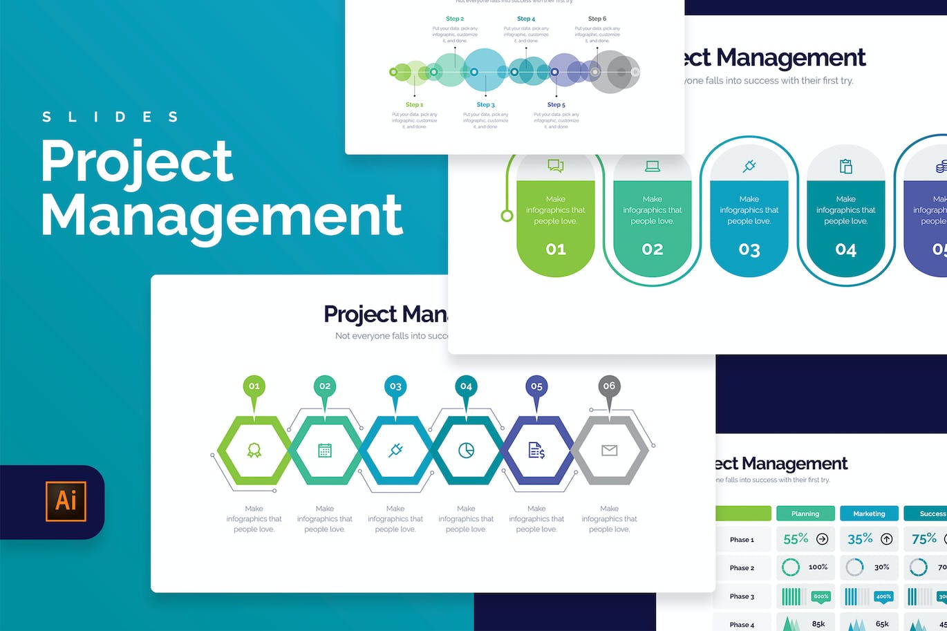项目管理信息图表矢量模板 Project Management Illustrator Infographics 幻灯图表 第1张