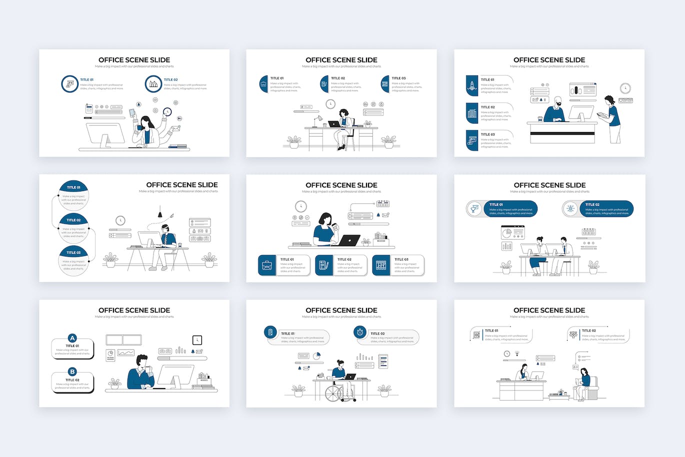 办公场景信息图表矢量模板 Business Office Scenes Illustrator Infographics 幻灯图表 第3张