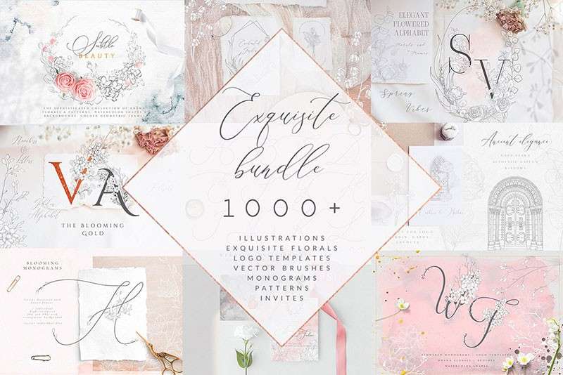 1000+婚礼邀请函设计元素套装 设计素材 第1张