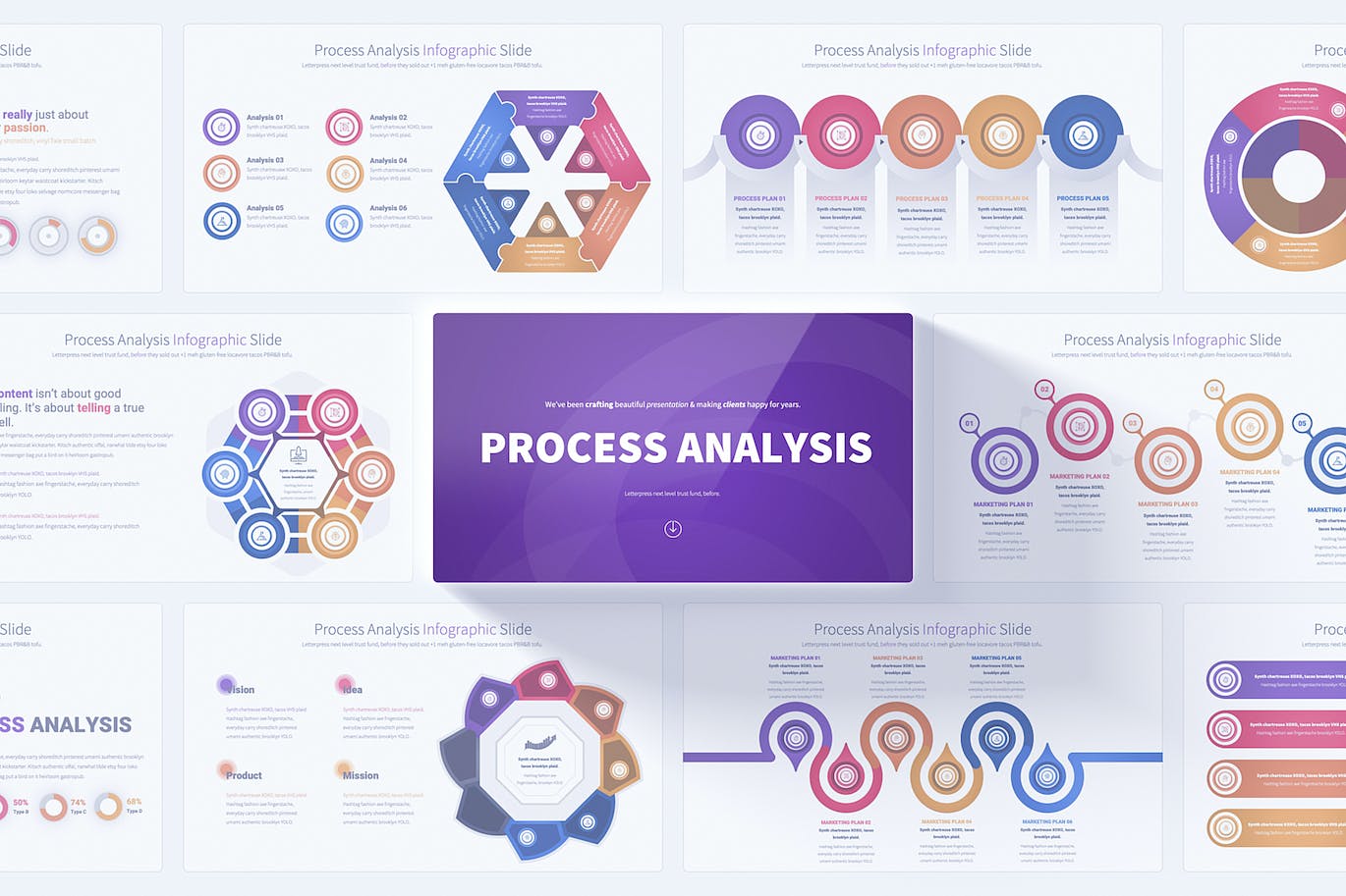 过程分析信息图表PPT幻灯片设计模板 Process Analysis – PowerPoint Infographics Slides 幻灯图表 第1张
