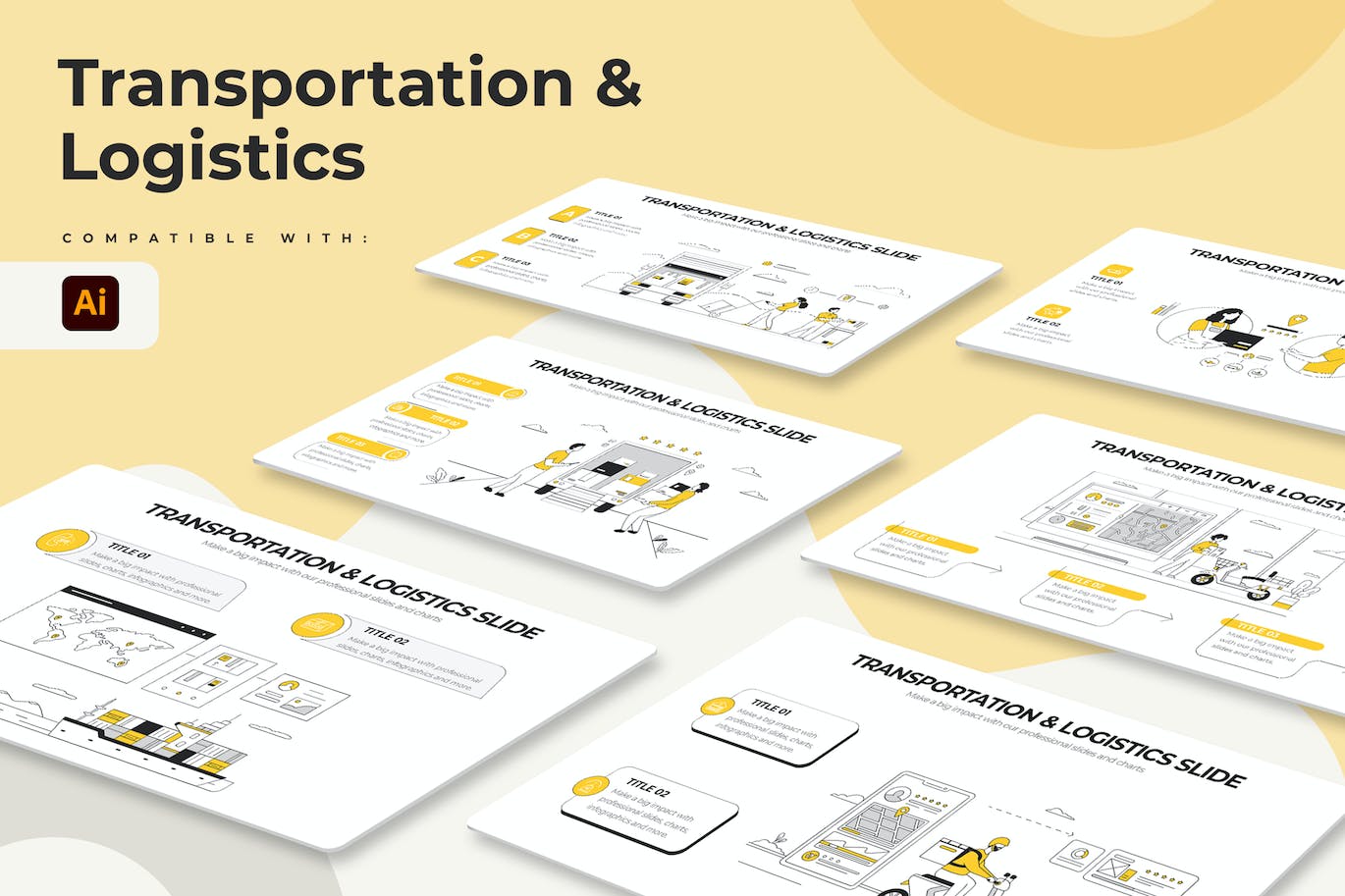 运输物流信息图表矢量模板 Transportation & Logistics Illustrator Infographic 幻灯图表 第1张