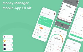 货币钱包App手机应用程序UI设计素材 Money Manager Mobile App UI Kit