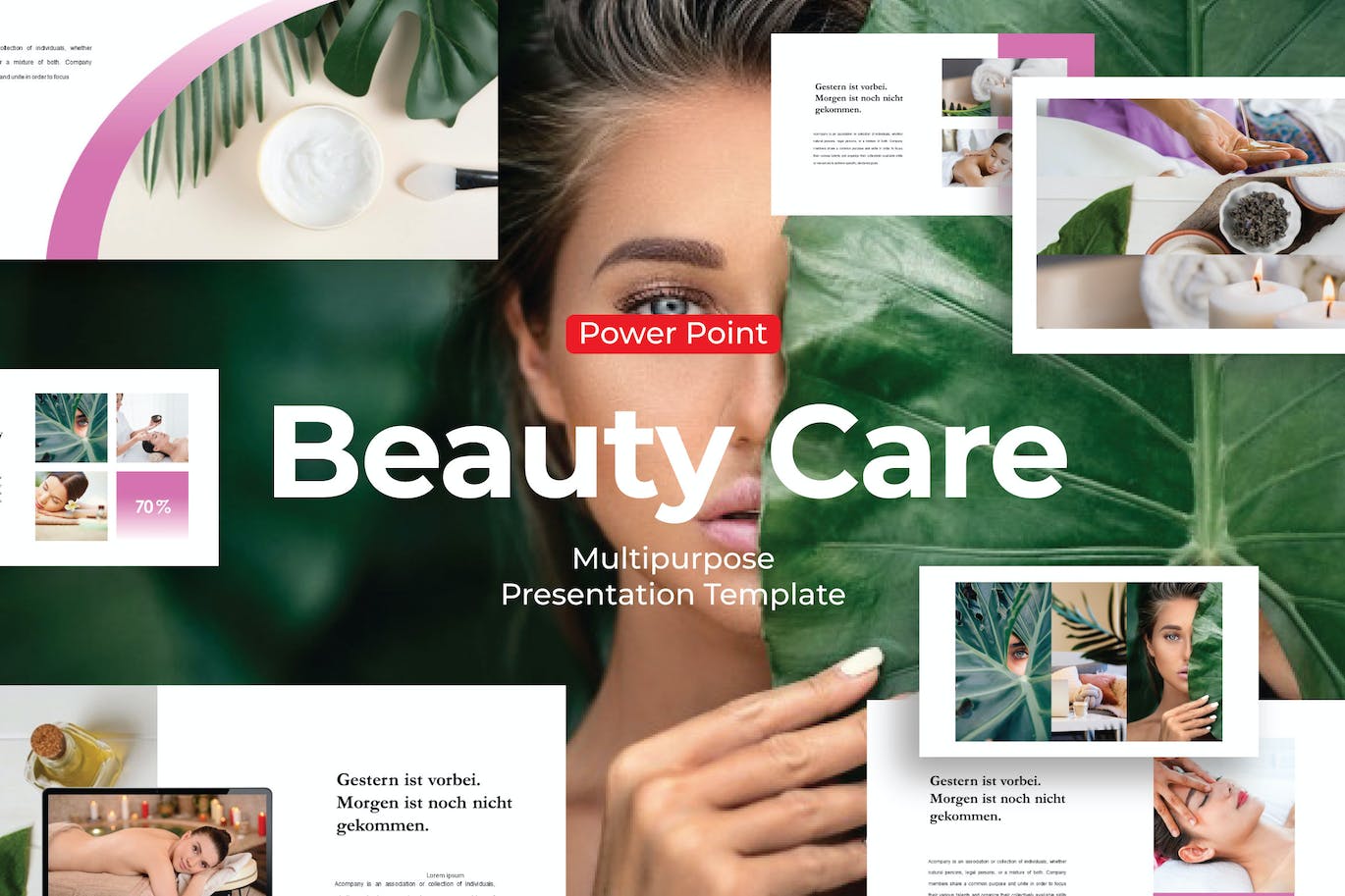 美容护理业务PPT素材 Beauty Care – PowerPoint Template 幻灯图表 第1张