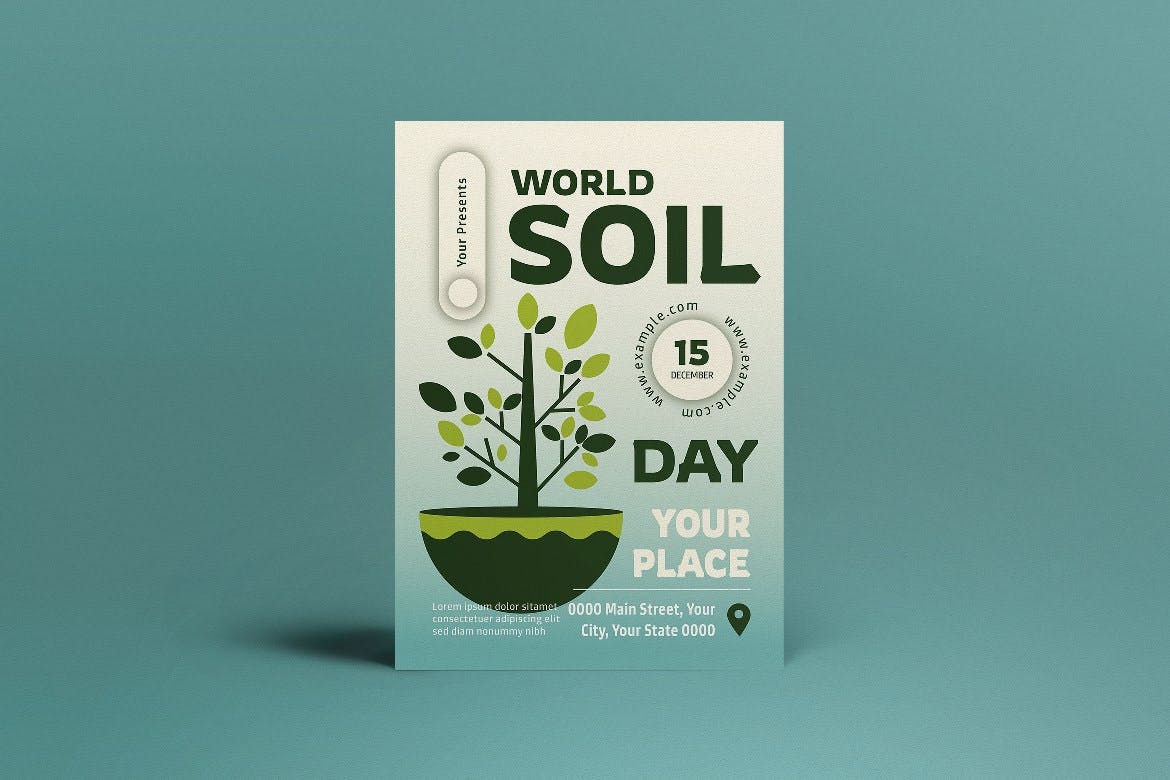 蓝色梯度渐变世界土壤日传单海报设计 Blue Gradient World Soil Day Flyer Set 设计素材 第2张