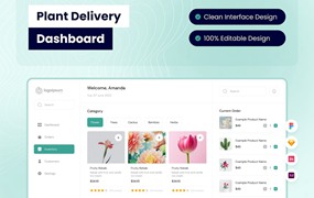 植物花卉购物车界面仪表盘UI设计模板 Plant Delivery Dashboard