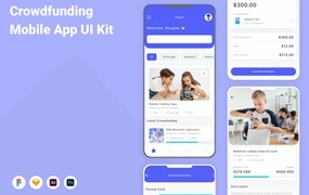 众筹应用程序App界面设计UI套件 Crowdfunding Mobile App UI Kit