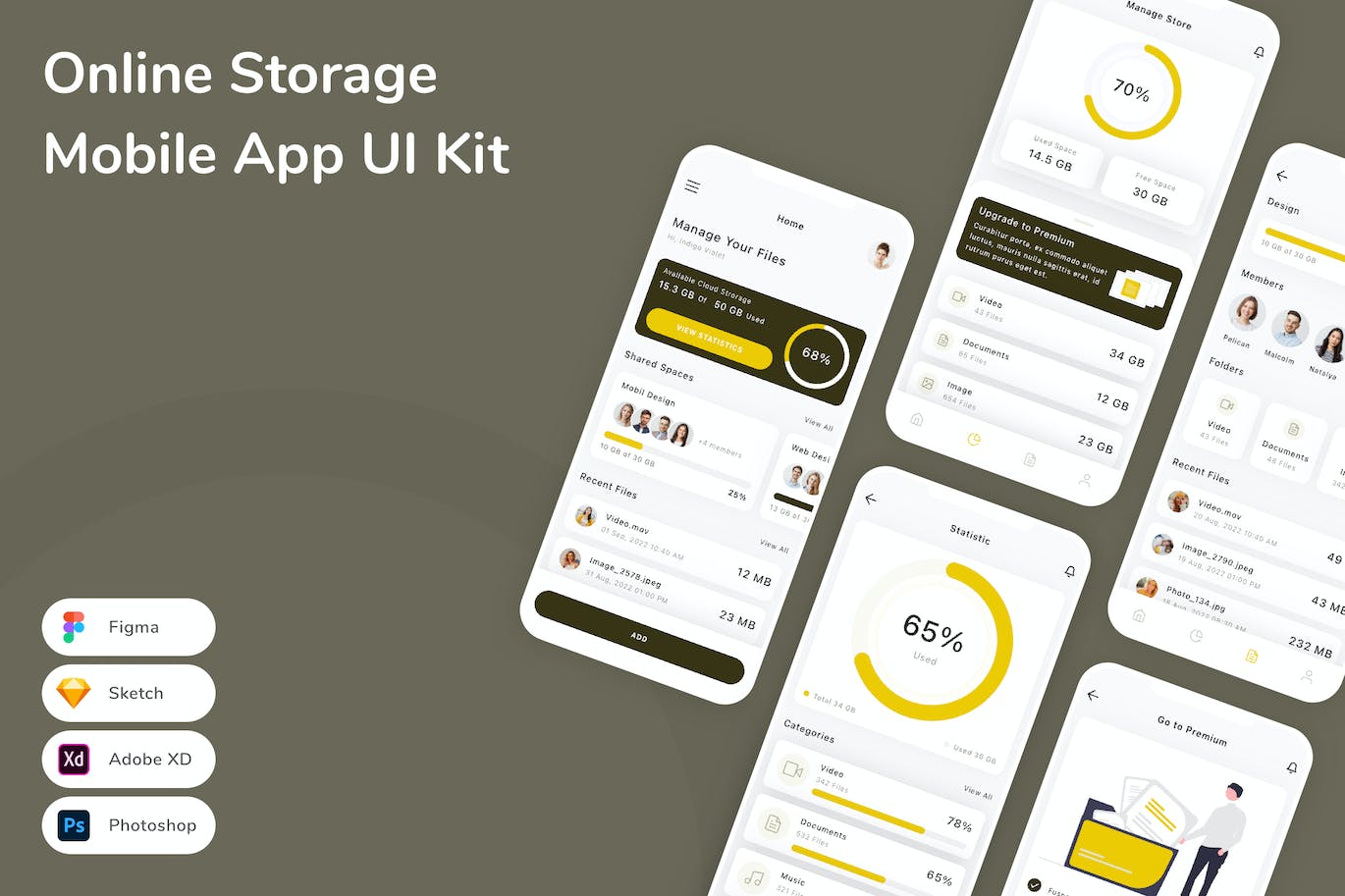 网盘存储App手机应用程序UI设计素材 Online Storage Mobile App UI Kit APP UI 第1张
