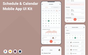 日程表和日历移动应用程序App设计UI模板 Schedule & Calendar Mobile App UI Kit