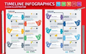 时间线数据图表元素设计素材 Timeline Infographics Design