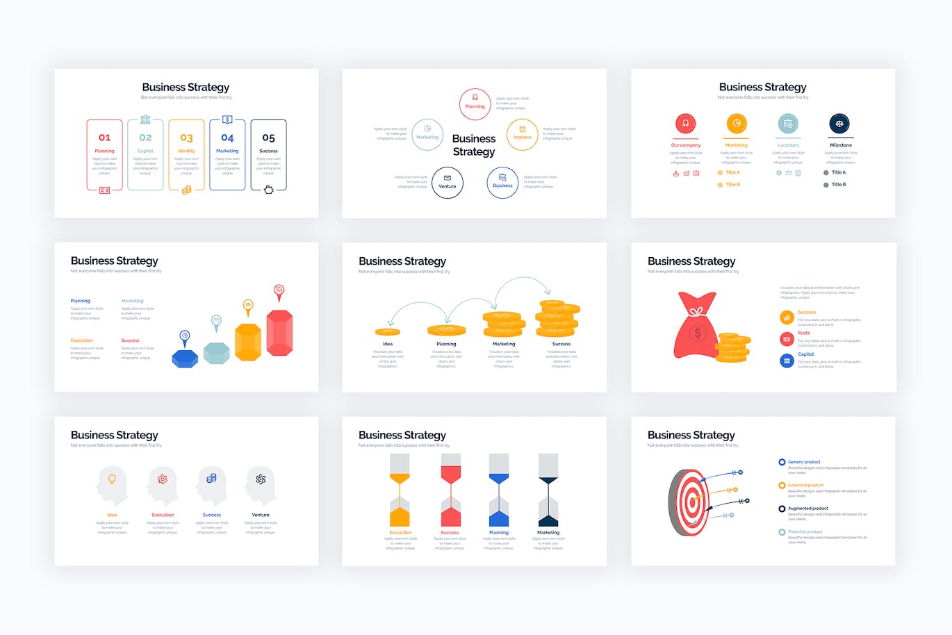 业务战略信息图表设计AI矢量模板 Business Strategy Illustrator Infographics 幻灯图表 第3张