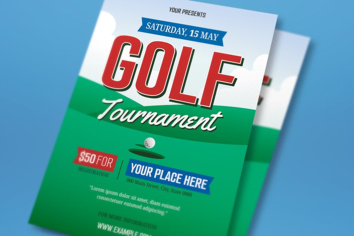 高尔夫比赛海报素材 Golf Tournament Flyer Set 设计素材 第3张