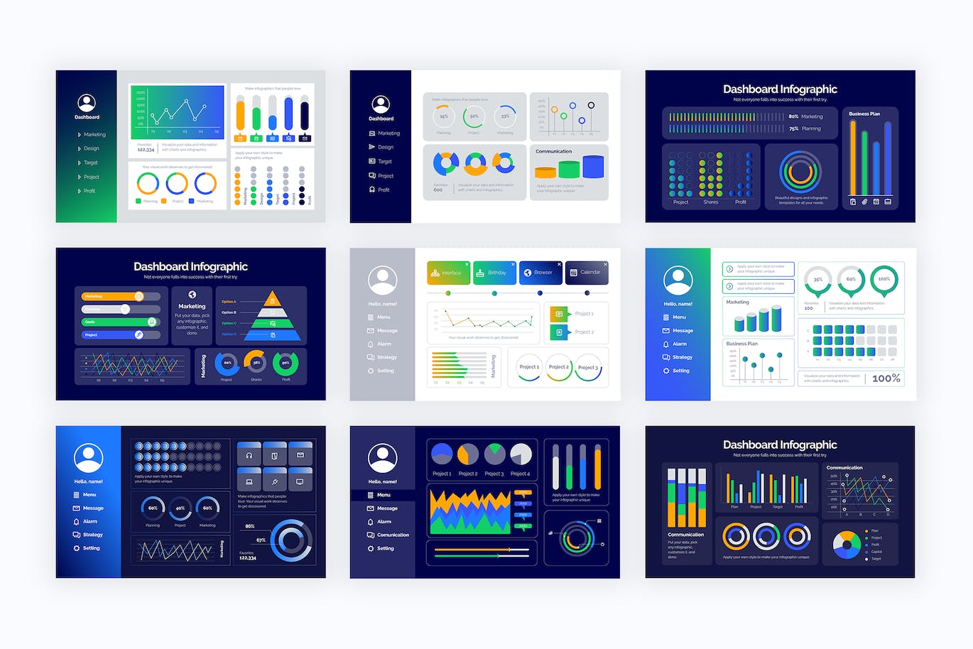 商业仪表盘信息图表设计AI矢量模板 Business Dashboard Illustrator Infographics 幻灯图表 第2张