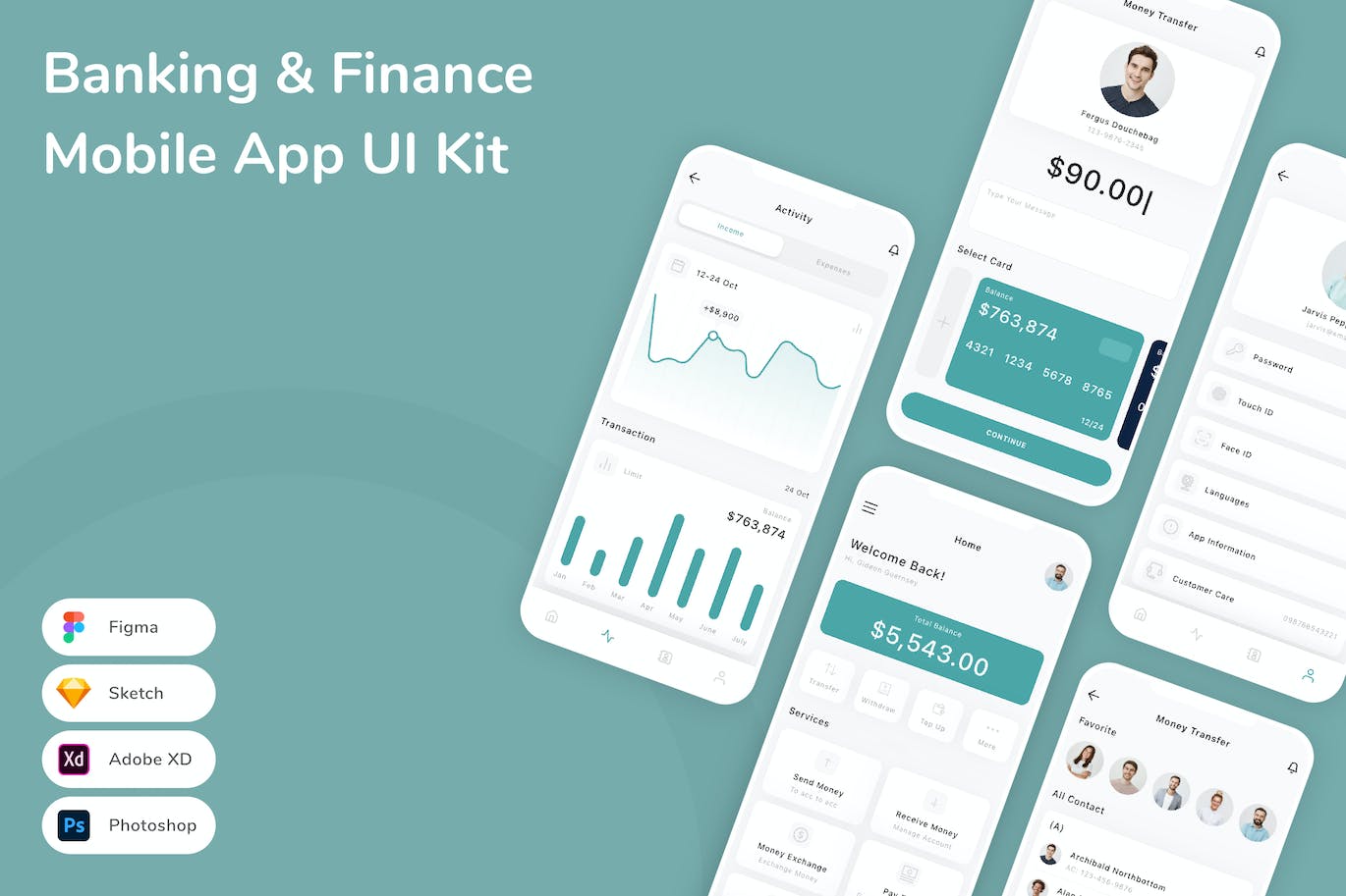 银行与金融App应用程序UI设计模板套件 Banking & Finance Mobile App UI Kit APP UI 第1张