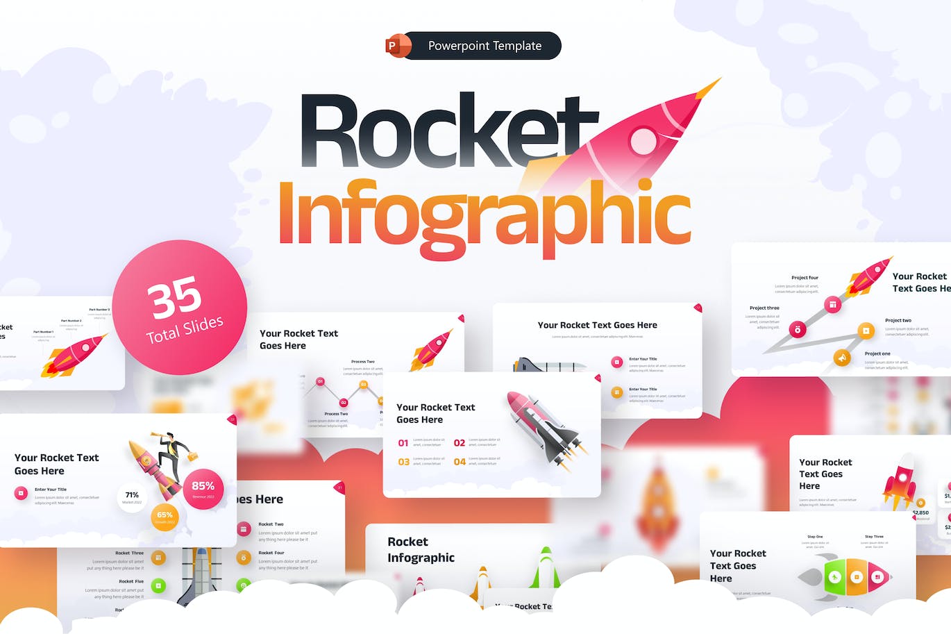 火箭信息图表PPT创意模板 Rocket Infographic Creative PowerPoint Template 幻灯图表 第1张