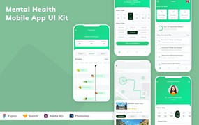 心理健康App应用程序UI设计模板套件 Mental Health Mobile App UI Kit