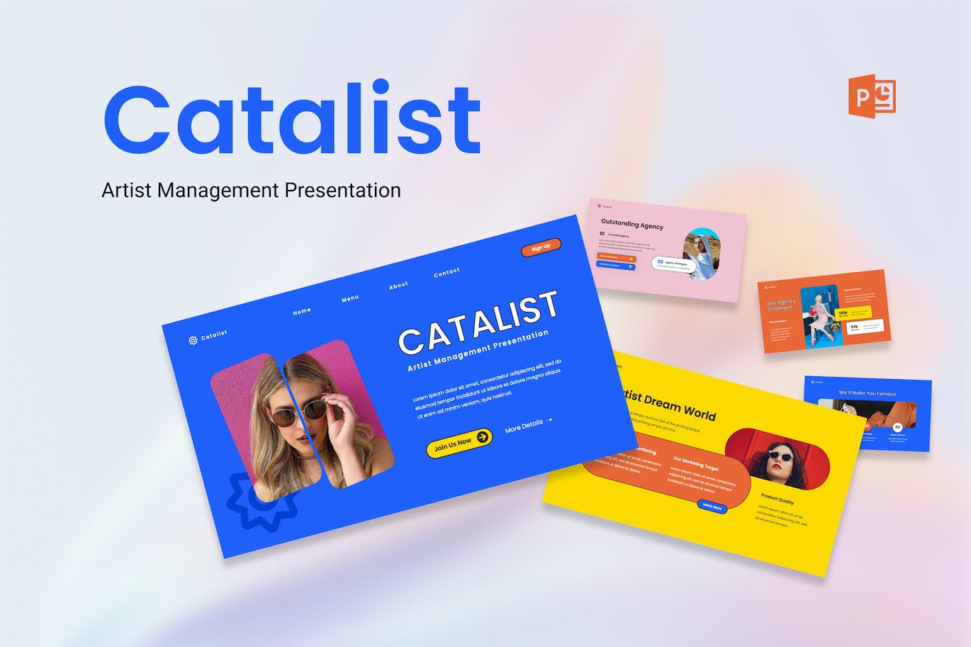 艺人管理PowerPoint演示模板 Catalist – Artist Management PowerPoint 幻灯图表 第1张