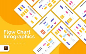 业务流程图信息图表设计AI矢量模板 Business Flow Chart Illustrator Infographics
