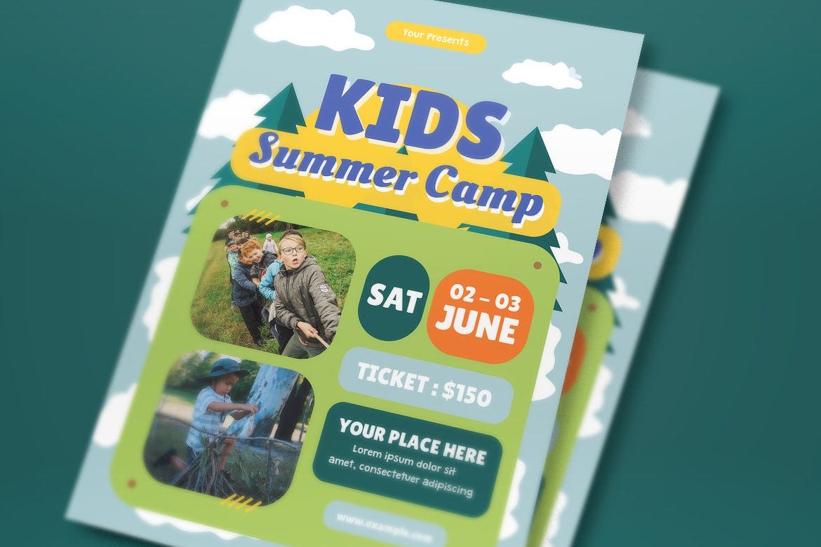 儿童夏令营传单素材 Kids Camp Flyer Set 设计素材 第3张