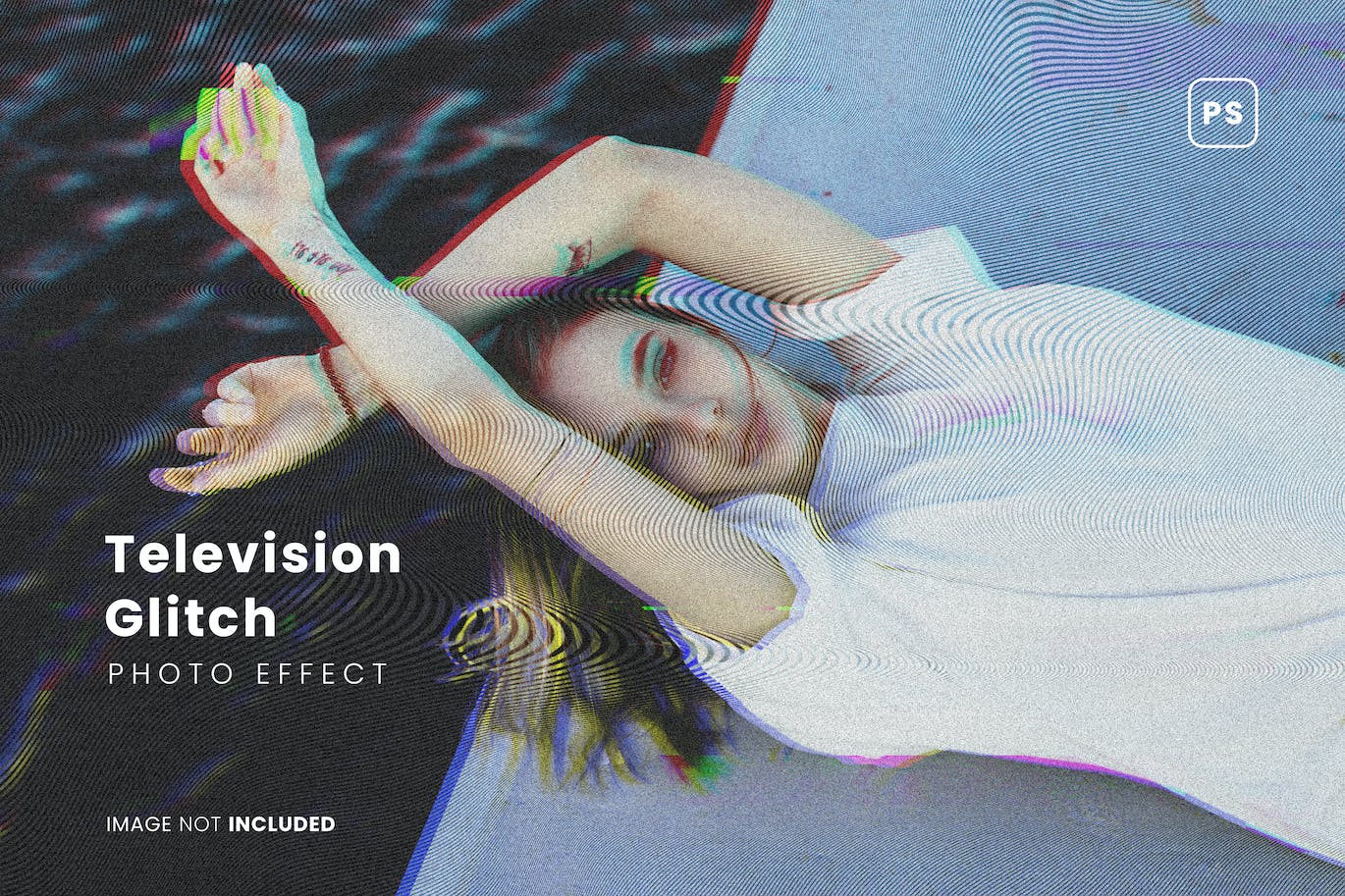 电视故障复古照片效果PS图层样式 Television Glitch Retro Photo Effect 插件预设 第1张