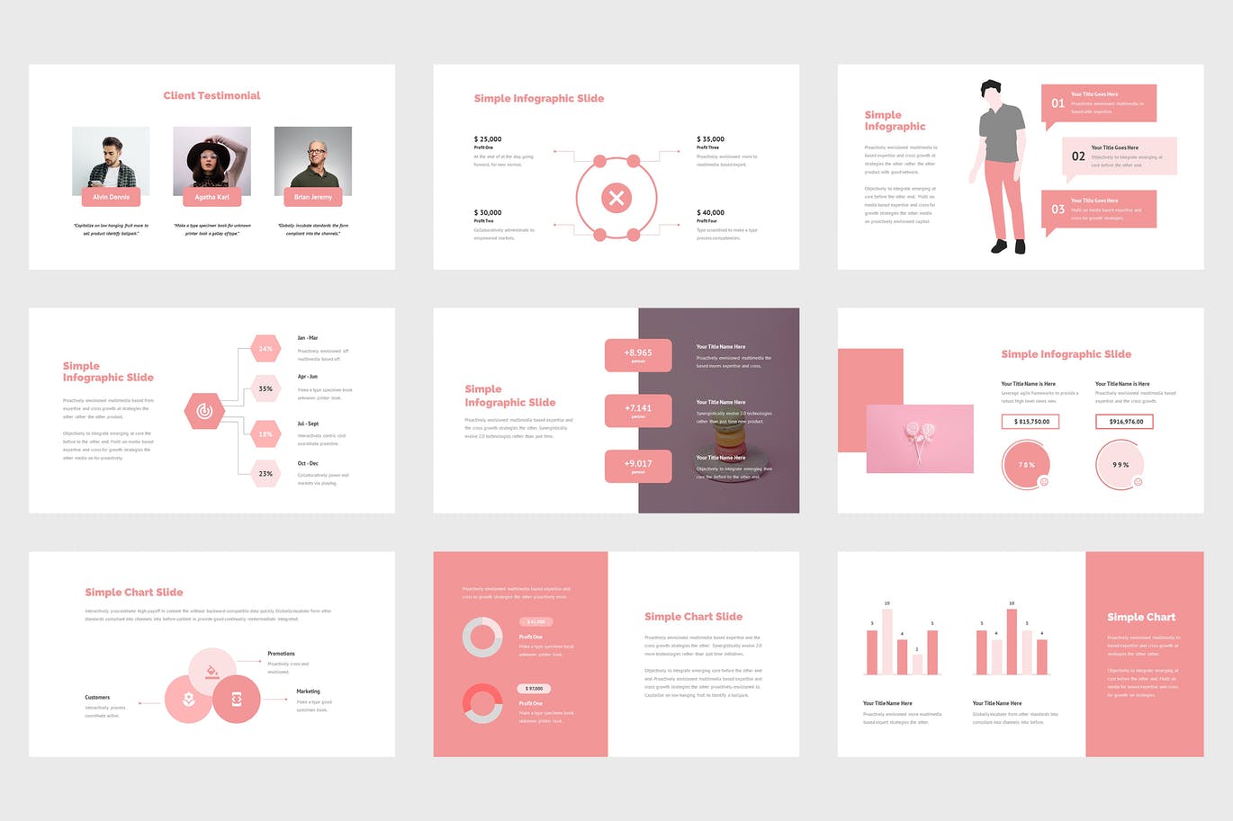 多用途粉色PPT设计模板 Hanora – Multipurposes Pink Powerpoint Template 幻灯图表 第8张
