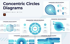 同心圆图信息图表设计AI矢量模板 Concentric Circles Diagram Illustrator Infographic