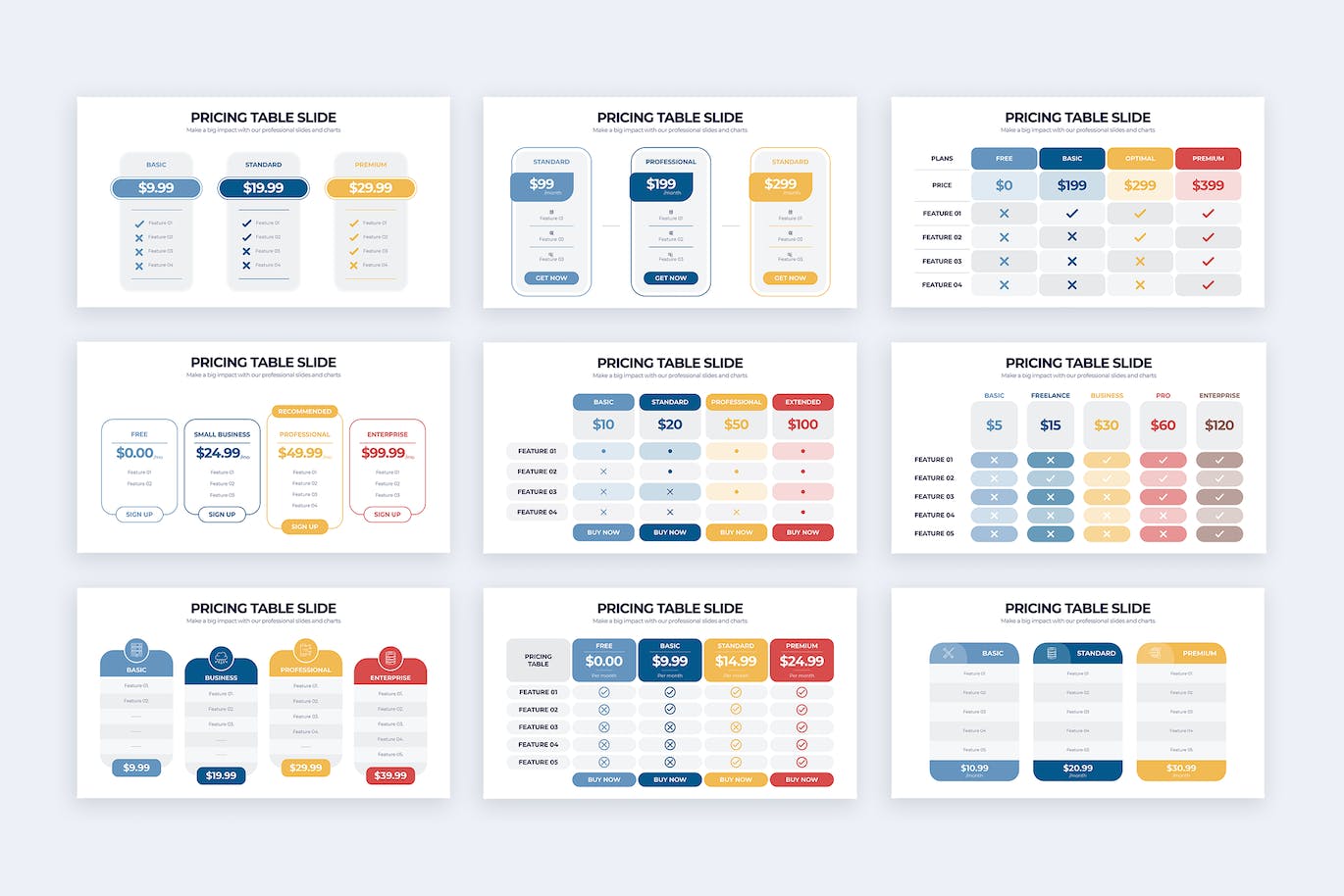 定价表信息图表矢量模板 Pricing Table Slides Illustrator Infographics 幻灯图表 第2张