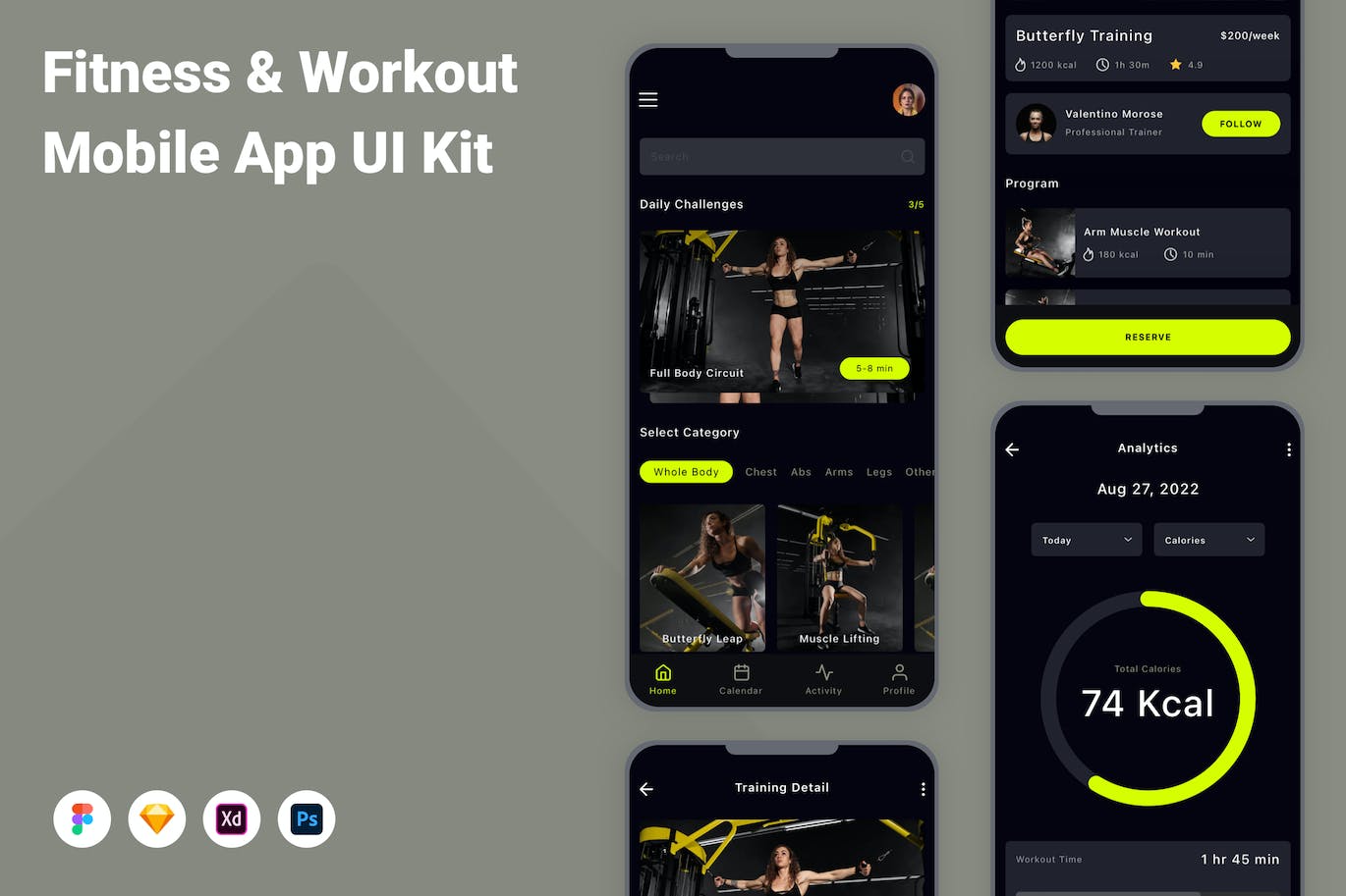 健身和锻炼应用程序App界面设计UI套件 Fitness & Workout Mobile App UI Kit APP UI 第1张