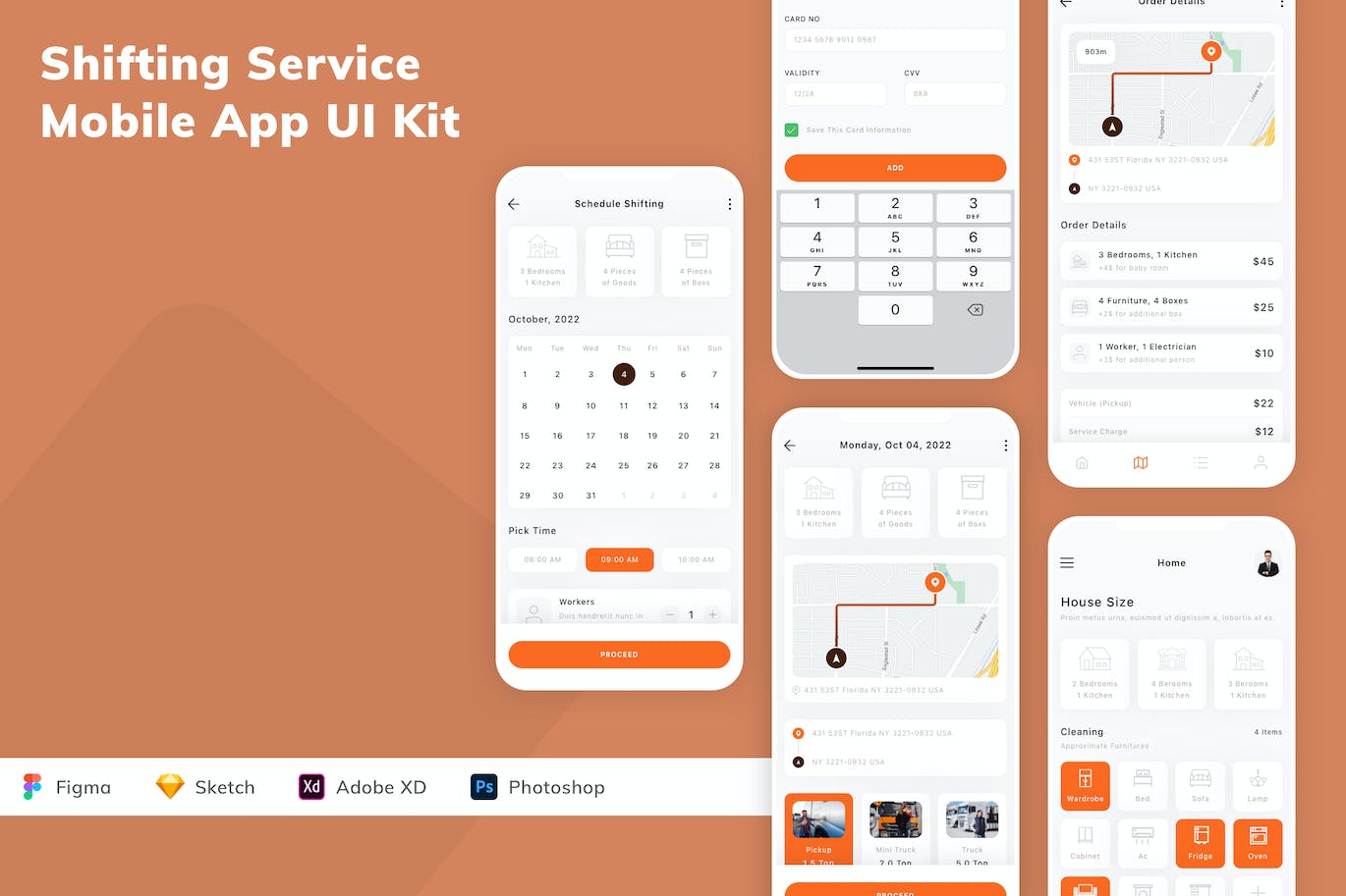 货物物流服务App应用程序UI设计模板套件 Shifting Service Mobile App UI Kit APP UI 第1张