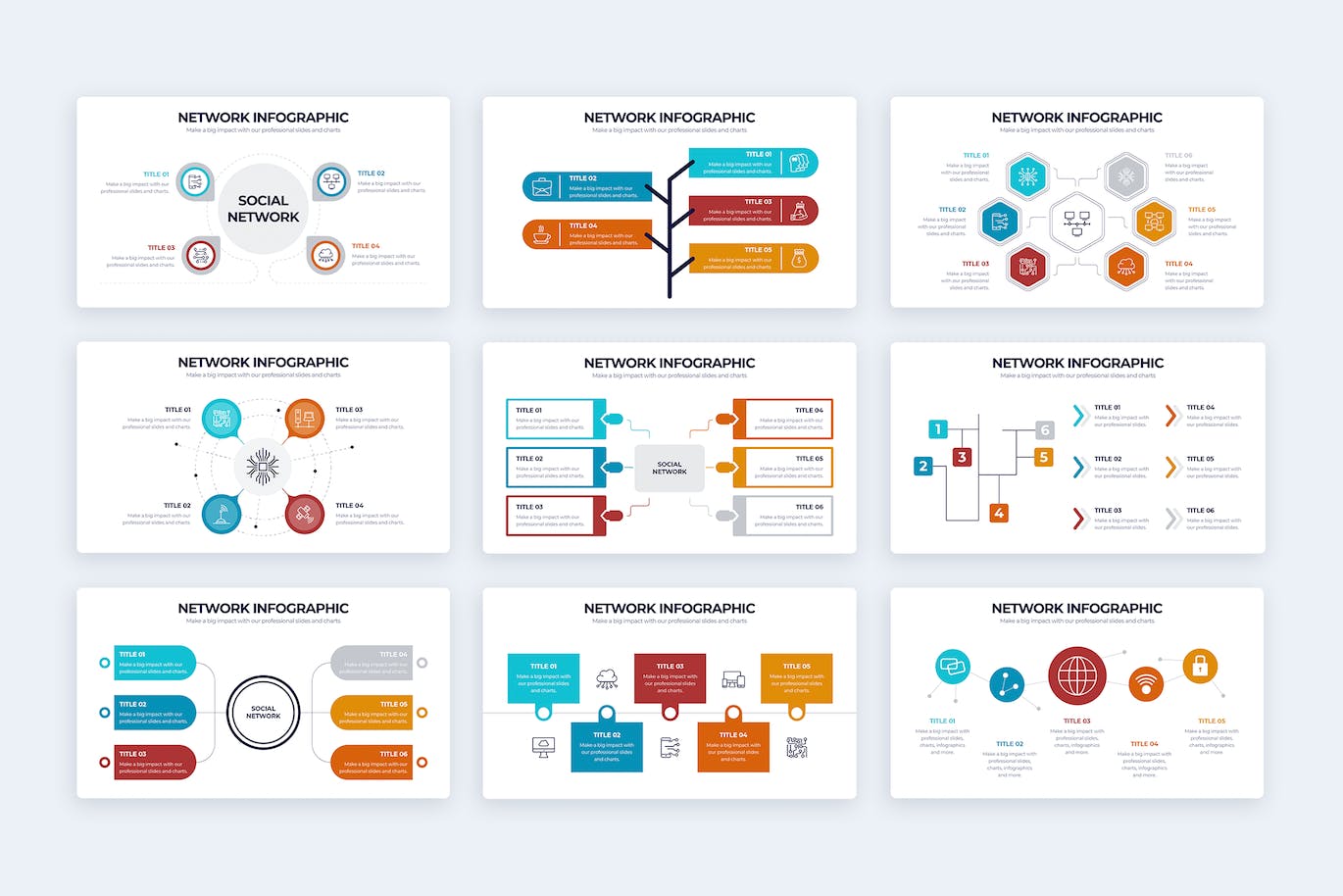 商业网络信息图表设计AI矢量模板 Business Network Illustrator Infographics 幻灯图表 第3张