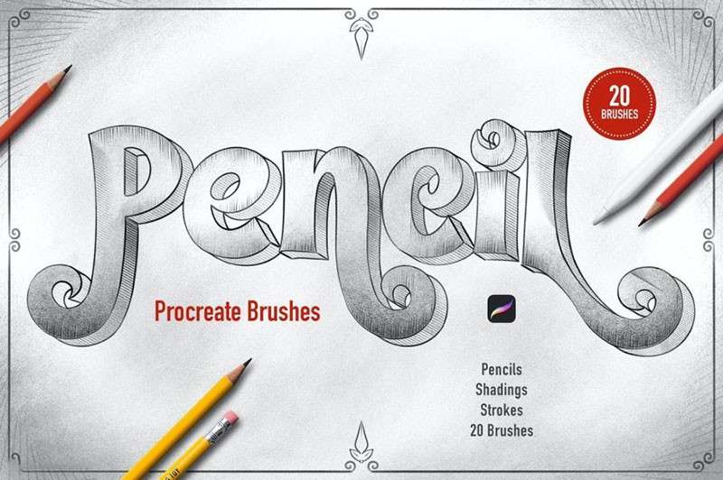 20个仿铅笔效果Procreate笔刷 笔刷资源 第1张