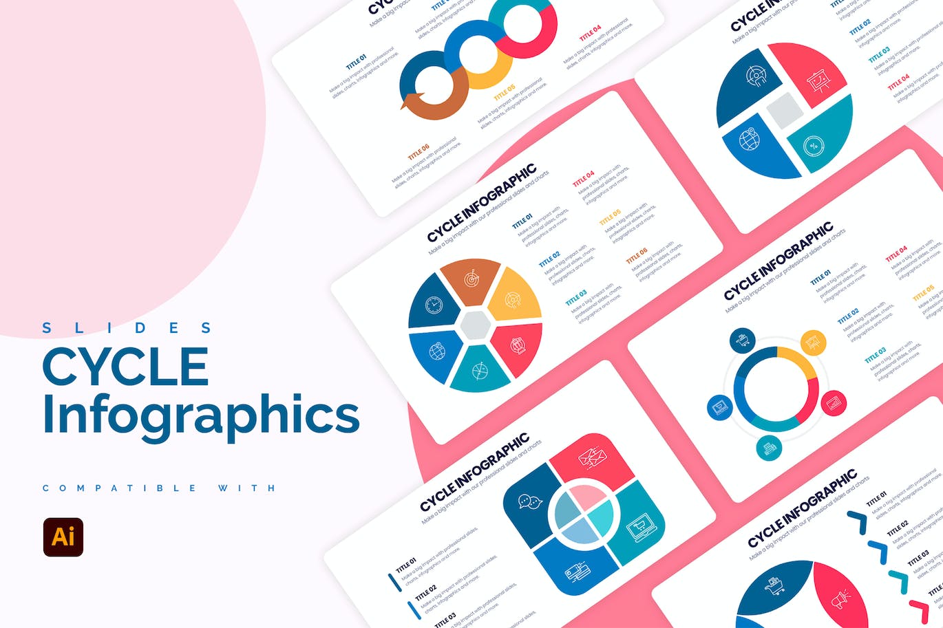 循环周期信息图表矢量模板 Business Cylce Illustrator Infographics 幻灯图表 第1张