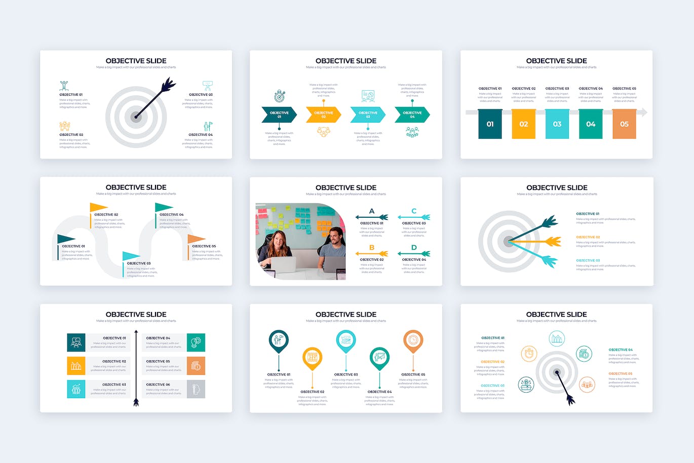 企业目标信息图表矢量模板 Business Objective Slides Illustrator Infographics 幻灯图表 第3张