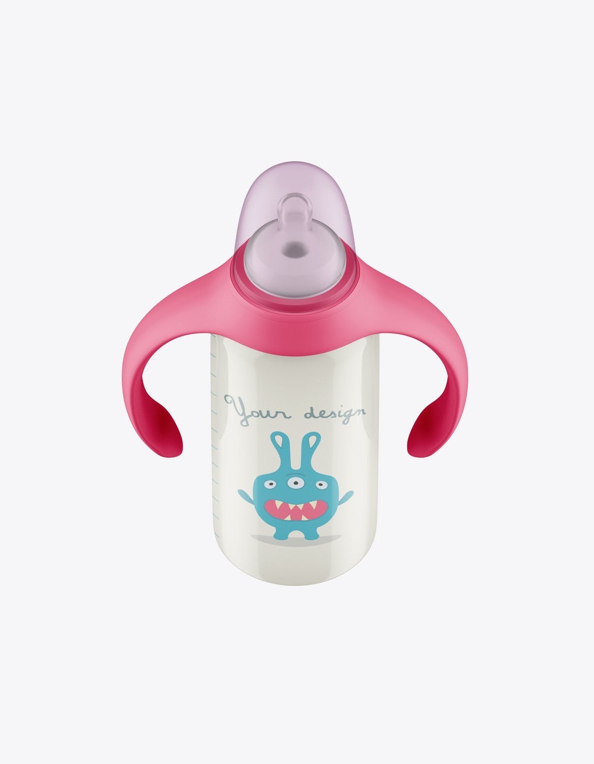 带把手的婴儿奶瓶包装设计样机 Baby Bottle with Handles Mockup 样机素材 第9张
