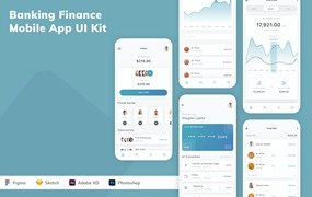 金融银行业App应用程序UI设计模板套件 Banking Finance Mobile App UI Kit