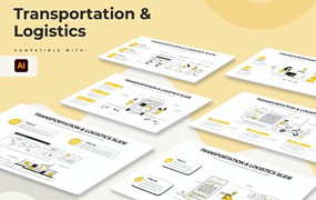 运输物流信息图表矢量模板 Transportation & Logistics Illustrator Infographic