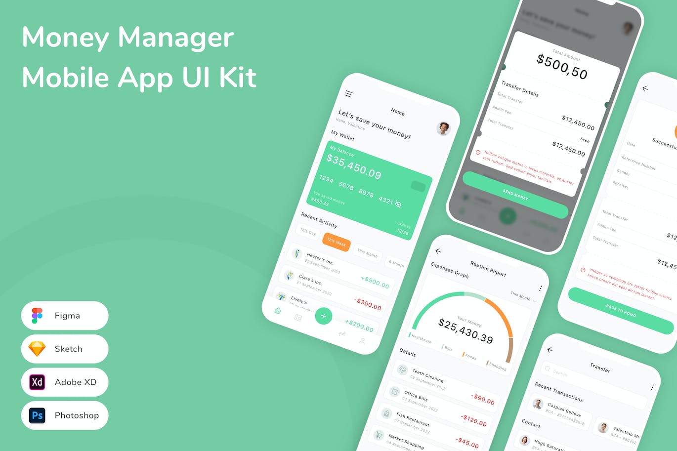 货币钱包App手机应用程序UI设计素材 Money Manager Mobile App UI Kit APP UI 第1张