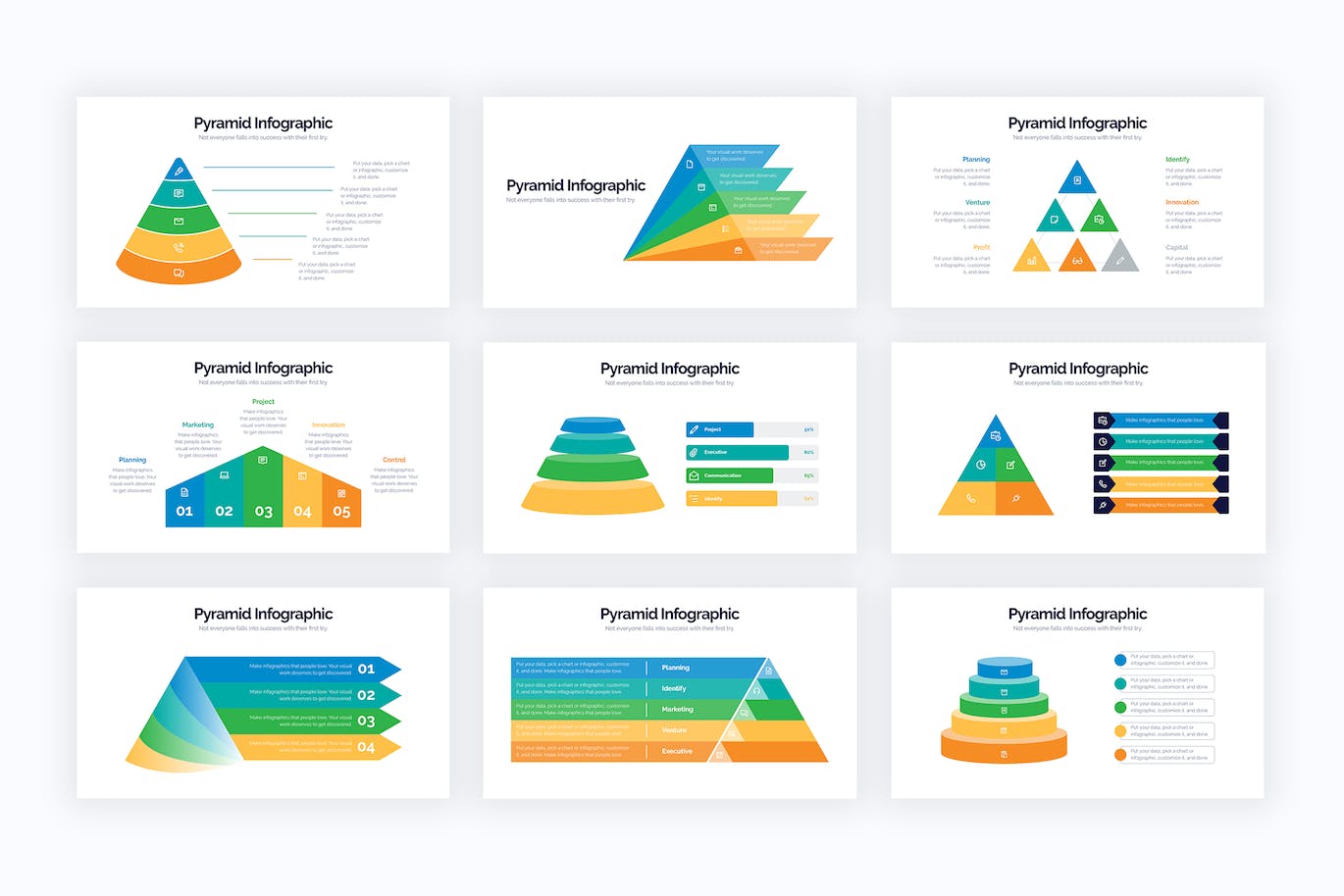 商业金字塔信息图表设计AI矢量模板 Business Pyramid Illustrator Infographics 幻灯图表 第2张