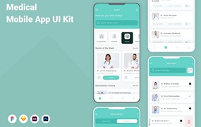 医学医疗应用程序App界面设计UI套件 Medical Mobile App UI Kit