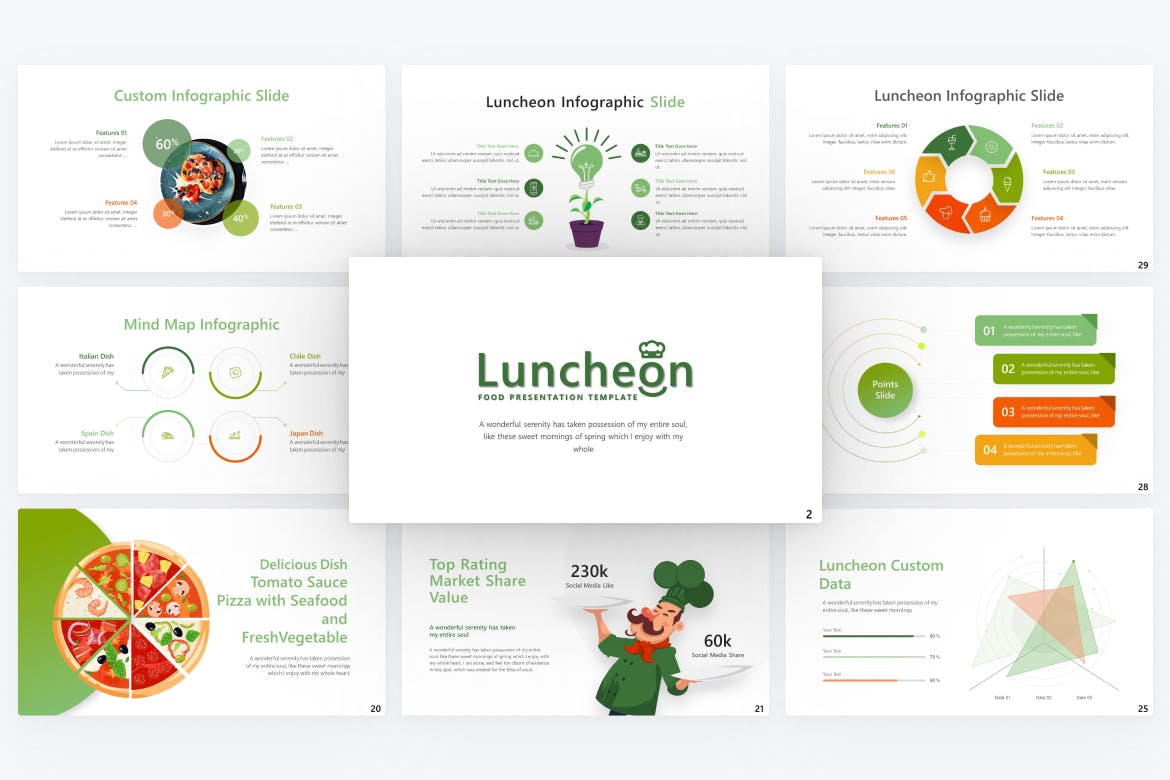 午餐食品PPT设计模板 Luncheon Food PowerPoint Template 幻灯图表 第4张