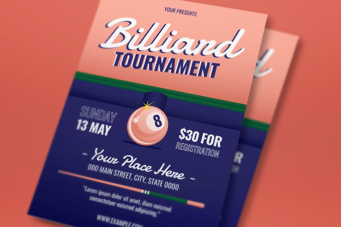 台球比赛传单素材 Billiard Tournament Flyer Set 设计素材 第3张